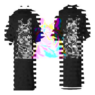 French Bulldog Illustration Line Art Sunglasses Colorful Kid T-Shirt | Mazezy