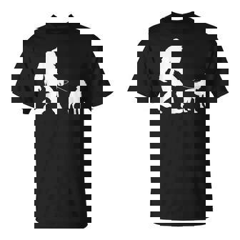 Fun Bigfoot Sasquatch Walking Boxer Dog Gag T-Shirt | Mazezy