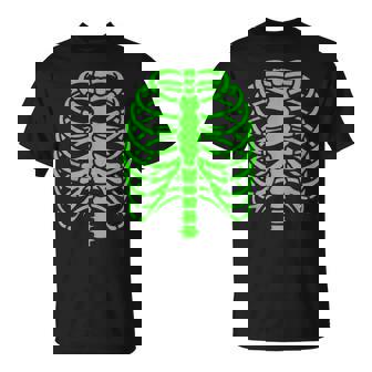 Fun Cool Green Skeleton Rib Cage Halloween T-Shirt | Mazezy