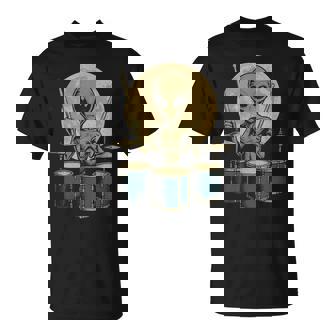 Funner Drummer Alien Playing Drums Rock Music Fan T-Shirt - Monsterry