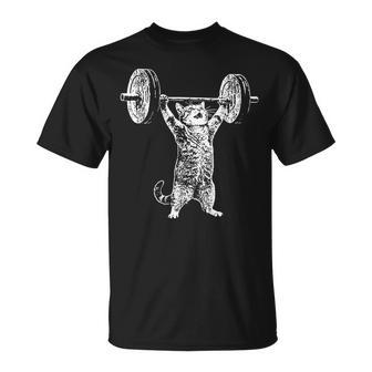 Cat Gym Workout Deadlift Cat Meme Gym Pump Kitten T-Shirt - Monsterry