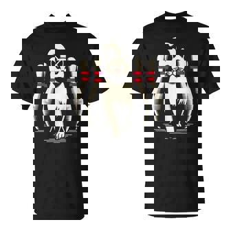 Cat White Playing Bowling Retro Vintage Striking T-Shirt - Monsterry