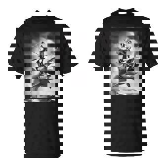 Dog French Bulldog Riding A Shark In Tornado Meme T-Shirt | Seseable UK