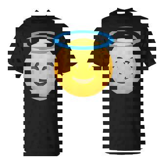 Emoticon Smiling Face With Halo Angel T-Shirt - Thegiftio