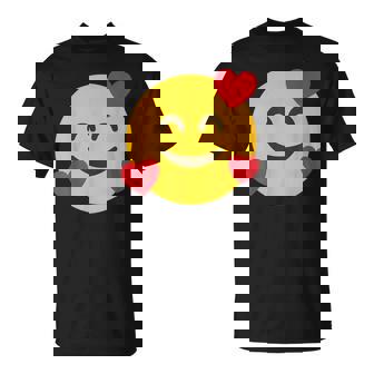 Emoticon Smiling Grin Face With Floating Hearts Love T-Shirt | Mazezy