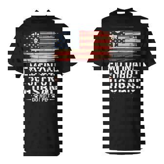 Emotional Support Husband Do Not Pet American Flag T-Shirt | Seseable CA