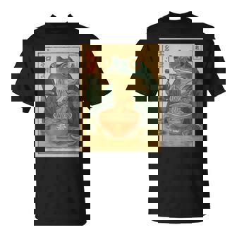 Grumpy Japanese Frog Eating Ramen And Scroll Phone T-Shirt | Seseable CA