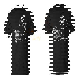 Halloween Australian Shepherd And Skeleton T-Shirt - Thegiftio