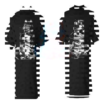 Husky Dog Playing Video Games Dog Playing Video Games T-Shirt - Monsterry