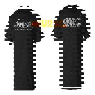 Nurse Turkey Fall Thanksgiving Scrub Top Rn Icu Er T-Shirt - Monsterry