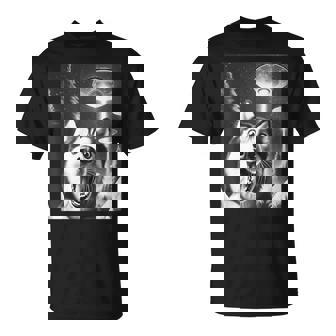 Siberian Husky Alien Ufo Taking A Selfie Dog Mom Dad T-Shirt - Thegiftio