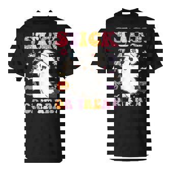 Stick Or Treat Cute Nurse Ghost Halloween Crew Women T-Shirt | Mazezy