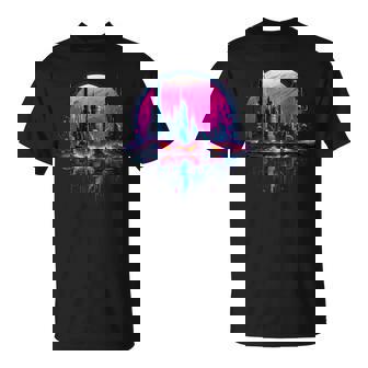 Futuristic Avant Garde Vaporwave Skyline T-Shirt | Mazezy