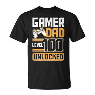 Gamer Dad Level 100 Unlocked Fiesta De Cumpleaños Número 100 Papá Gamer Camiseta unisex - Regaloses