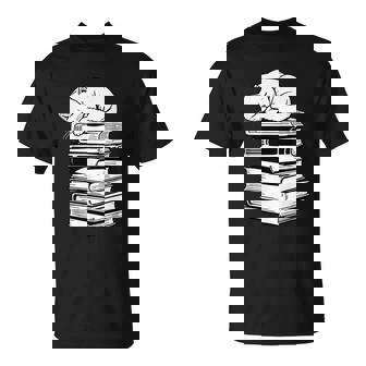 Gatto Addormentato Con Libri Carino Bibliofilo Divertente Topo Di Biblioteca Maglietta - Novitaregali
