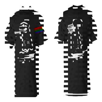 Gay Ghost Skateboard Rainbow Flag Lgbt Pride Skate Women T-Shirt - Thegiftio