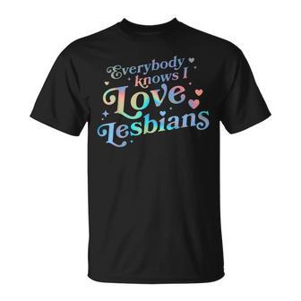 Gay Pride Lgbtq Ally Lgbt Everybody Knows I Love Lesbians Heart Lgbt Pride -Adults Black Small Short Sleeve T-Shirt - Thegiftio UK