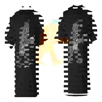 German Bigfoot Sasquatch Beer Lederhose Oktoberfest T-Shirt | Mazezy