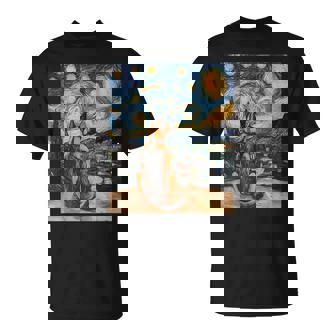 German Shepherd Dog Doggy Van Gogh Style Starry Night T-Shirt - Monsterry