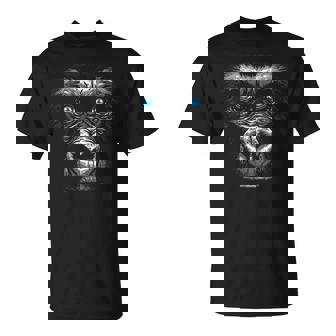 Gorilla Drawing Portrait Animal Blue Eyes Graphic Monkey T-Shirt - Thegiftio