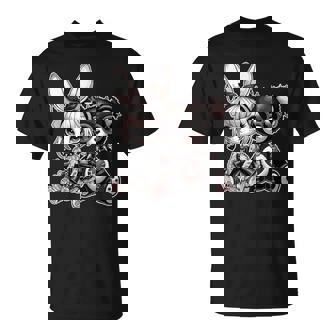 Gothic Bunny & Punk Teddy Bear Aesthetic T-Shirt | Mazezy