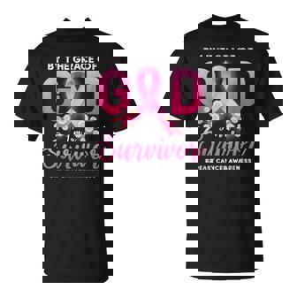 By The Grace God Im A Survivor Breast Cancer Survivor T-Shirt - Thegiftio