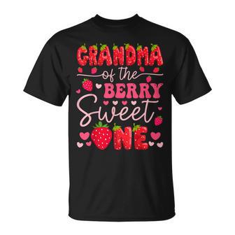 Grandma Of The Berry Sweet One Strawberry 1St Birthday Girl T-Shirt - Thegiftio