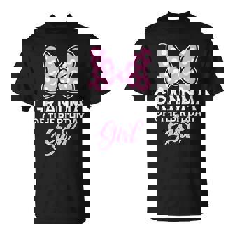 Grandma Of The Birthday Girl Cute Pink Bow Family Matching T-Shirt | Seseable UK