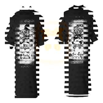 Granny Life Bleached Leopard Messy Bun Mother's Day T-Shirt | Mazezy