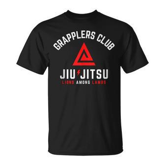 Grapplers Club Bjj Jiu Jitsu Red And Black T-Shirt - Thegiftio UK