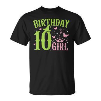 Green Pink Theme 10 Year Old Birthday Girl Witch Party Bday T-Shirt - Thegiftio UK