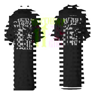 Green Pink Theme 11 Year Old Birthday Girl Witch Party Bday T-Shirt - Monsterry