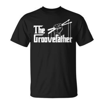 The Groovefather Vintage Drums Drumming Band Drummer T-Shirt | Mazezy