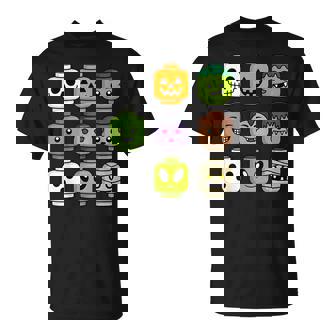 Halloween Building Brick Head Pumpkin Ghost Zombie Boys T-Shirt - Thegiftio