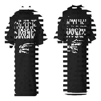 Halloween Im With Dinosaur Costume Mom Dad Women T-Shirt | Seseable UK