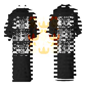 Halloween Ghost Coquette Bow Pumpkin Spooky Boo Girl T-Shirt - Seseable