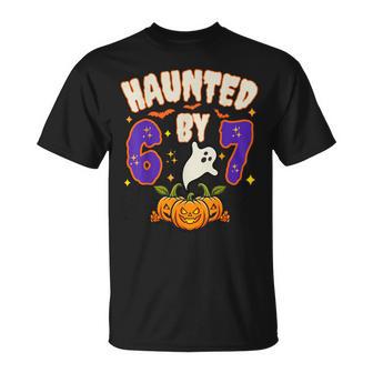 Halloween Haunted By 6 7 Six Seven Gen Alpha Z 67 Meme T-Shirt - Thegiftio UK