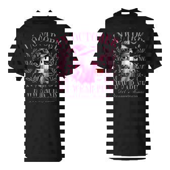 Halloween Pink Ghost In October We Wear Pink Breast Cancer T-Shirt | Seseable CA