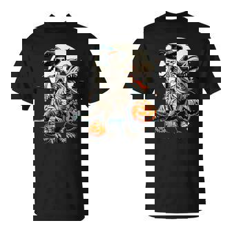 Halloween Skeleton Riding Mummy Dinosaur Pumpkin T-Shirt - Thegiftio