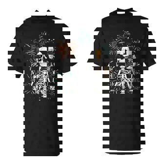 Happy New Year 2025 Skeleton New Year Eve Party T-Shirt - Monsterry