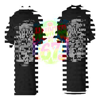 Haunted By 67 Haunted House Pumpkins & Bats Spooky Halloween T-Shirt - Thegiftio