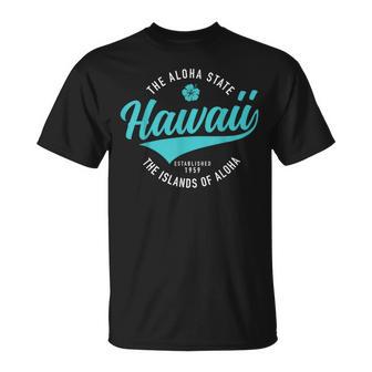 Hawaii The Aloha State Hawaiian Islands Souvenir Vintage T-Shirt | Mazezy