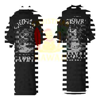 Hawaii Chemise Bonhomme De Neige Planche Deurf Noël Palmier Plage T-Shirt - Cadeauxyz