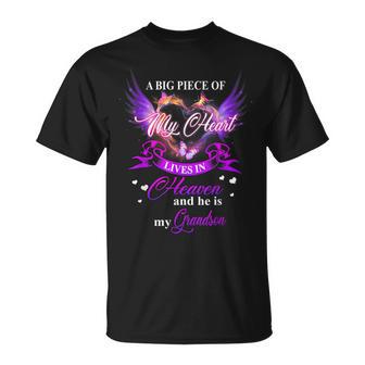 My Heart Lives In Heaven And He Is My Grandson Remember Love T-Shirt - Thegiftio