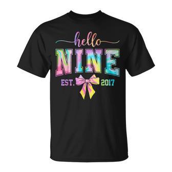 Hello Nine Est 2017 9Th Birthday Coquette 9 Year Old Girl T-Shirt - Thegiftio UK