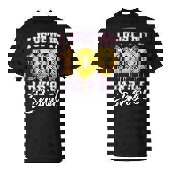 I Hit 100 Days Of School Softball Ice Cream Drip 100Th Day T-Shirt - Monsterry