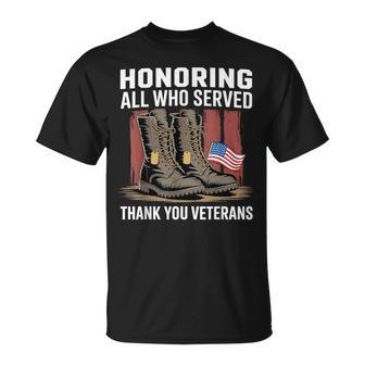 Honoring All Who Served Thank You Veterans Day Us Patriotic T-Shirt | Seseable UK