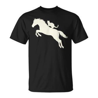 Horseback Riding Cat Silhouette For Animal Lovers Cat T-Shirt - Thegiftio