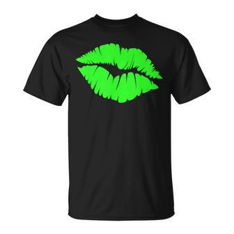 Hot Pink Lips Neon 80Er Jahre Kiss T-Shirt - Geschenkecke