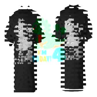 Hoy Cumplo 4 Años Dinosaurio T-Rex Niños Cuarto Cumpleaños Camiseta unisex - Regaloses